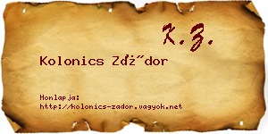 Kolonics Zádor névjegykártya